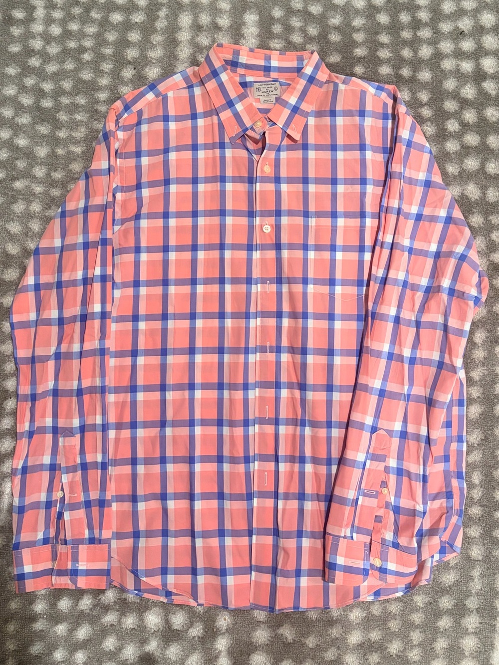 J. Crew Pink and Blue Plaid Button-Down Shirt